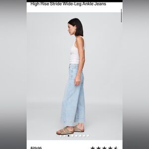 Light Blue Wide-Leg Ankle Crop Denim Jeans